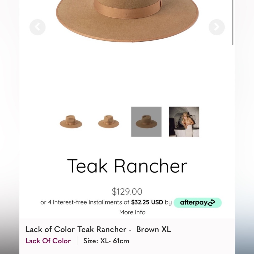 Lack of color Teak Rancher Hat XL